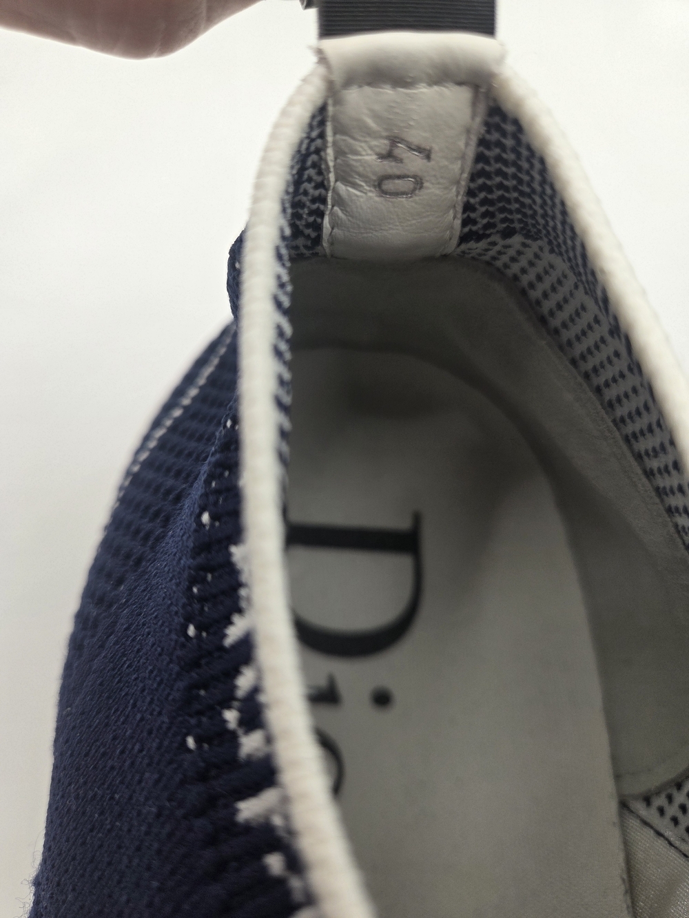 Dior Navy  Blue and White Knit Slip-On Sneaker Size 40 - Picture 8 of 14